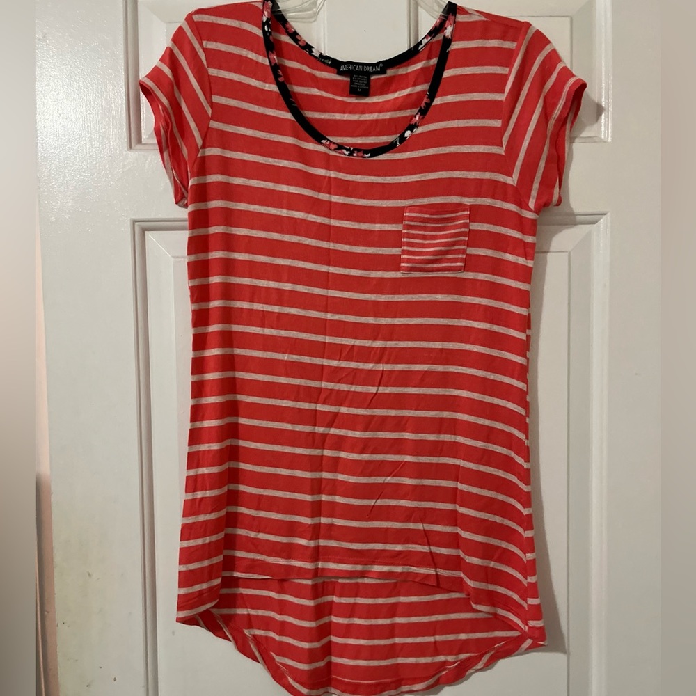 Women’s stripped short sleeve blouse